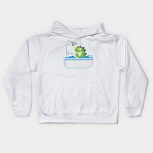 Dinosaur is taking a bath Kids Hoodie